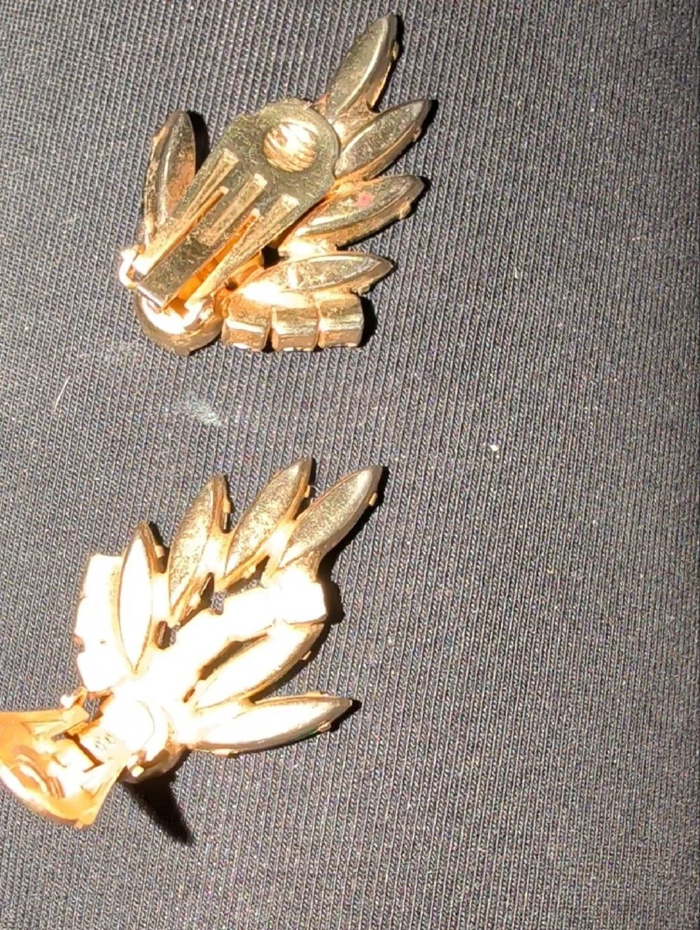 1960s Unsigned Beau Jewels Green and Blue Crystal Leaf Drop Earrings